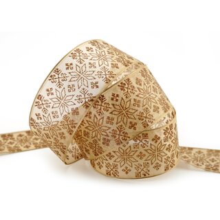 20 m x 40 mm Dekoband Folklore BEIGE Kupfer Geschenkband mit formstabilen Kanten Ornament Muster Schleifenband