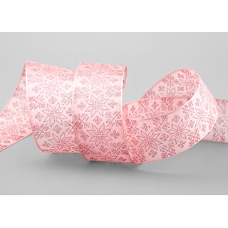 20 m x 40 mm Dekoband Folklore ROSA Geschenkband mit formstabilen Kanten Ornament Muster Schleifenband