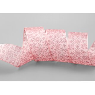 20 m x 40 mm Dekoband Folklore ROSA Geschenkband mit formstabilen Kanten Ornament Muster Schleifenband
