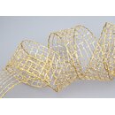 3 m x 40 mm Gitterband Alex Gold Dekoband mit Drahtkanten...