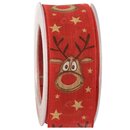 3 m x 40 mm Dekoband Rudolf ROT GOLD Stoffband mit...