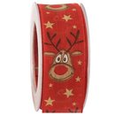 20 m x 40 mm Dekoband Rudolf ROT GOLD Stoffband mit...