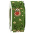 20 m x 40 mm Dekoband Rudolf GRN GOLD Stoffband mit...