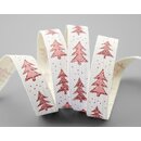 3 m x 15 mm Dekoband Happy Christmas Tree CREME ROSA...