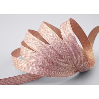 3 m x 15 mm Webband FISCHGRT Gold Altrosa Rosa Dekoband Schleifenband Geschenkband Lurex doppelseitiges Stoffband fest formstabil
