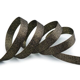 3 m x 15 mm Webband FISCHGRT Gold SCHWARZ Dekoband Schleifenband Geschenkband Lurex doppelseitiges Stoffband fest formstabil