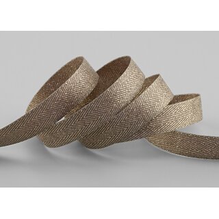 3 m x 15 mm Webband FISCHGRT Gold TAUPE Beige Dekoband Schleifenband Geschenkband Lurex doppelseitiges Stoffband fest formstabil