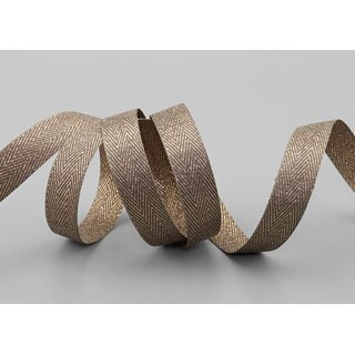 3 m x 15 mm Webband FISCHGRT Gold TAUPE Beige Dekoband Schleifenband Geschenkband Lurex doppelseitiges Stoffband fest formstabil