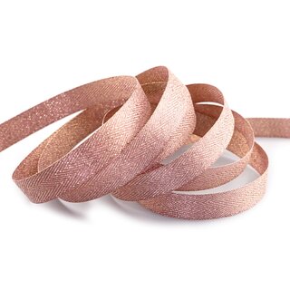 20 m x 15 mm Webband FISCHGRT Gold Altrosa Rosa Dekoband Schleifenband Geschenkband Lurex doppelseitiges Stoffband fest formstabil