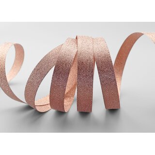 20 m x 15 mm Webband FISCHGRT Gold Altrosa Rosa Dekoband Schleifenband Geschenkband Lurex doppelseitiges Stoffband fest formstabil