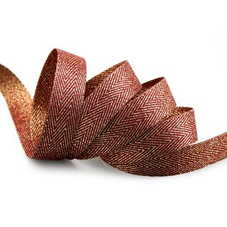 20 m x 15 mm Webband FISCHGRT Gold BORDEAUX Rot Dekoband Schleifenband Geschenkband Lurex doppelseitiges Stoffband fest formstabil