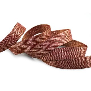 20 m x 15 mm Webband FISCHGRT Gold BORDEAUX Rot Dekoband Schleifenband Geschenkband Lurex doppelseitiges Stoffband fest formstabil