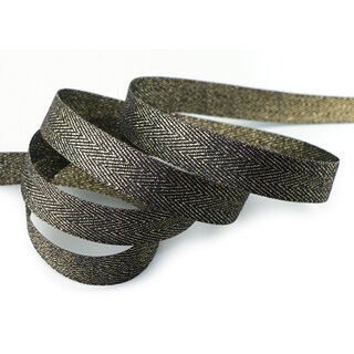20 m x 15 mm Webband FISCHGRT Gold SCHWARZ Dekoband Schleifenband Geschenkband Lurex doppelseitiges Stoffband fest formstabil