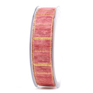 3 m x 25 mm Dekoband Matrix Gold Streifen ALTROSA Rosa Schleifenband halbtransparentes Stoffband Lurex glnzendes formstabiles Band