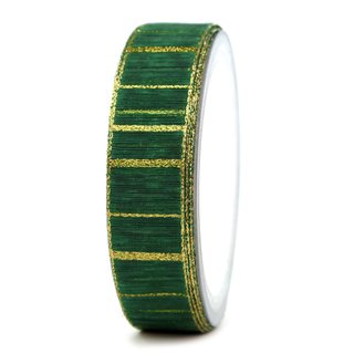 3 m x 25 mm Dekoband Matrix Gold Streifen DUNKELGRN Grn Schleifenband halbtransparentes Stoffband Lurex glnzendes formstabiles Band