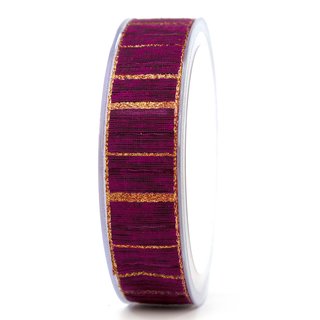 3 m x 25 mm Dekoband Matrix Gold Streifen FUCHSIA Beere Schleifenband halbtransparentes Stoffband Lurex glnzendes formstabiles Band