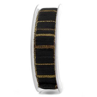 3 m x 25 mm Dekoband Matrix Gold Streifen SCHWARZ Schleifenband halbtransparentes Stoffband Lurex glnzendes formstabiles Band
