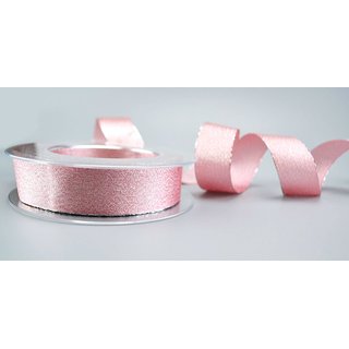 VIENNA 20 m x 25 mm ROSA SILBER Dekoband mit Lurex Geschenkband Schleifenband mit Glanz