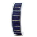 20 m x 25 mm Dekoband Matrix Gold Streifen DUNKELBLAU...