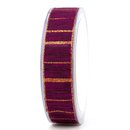 20 m x 25 mm Dekoband Matrix Gold Streifen FUCHSIA Beere...