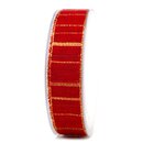 20 m x 25 mm Dekoband Matrix Gold Streifen ROT...