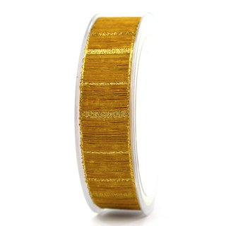 20 m x 25 mm Dekoband Matrix Gold Streifen SENF Gelb Schleifenband halbtransparentes Stoffband Lurex glnzendes formstabiles Band