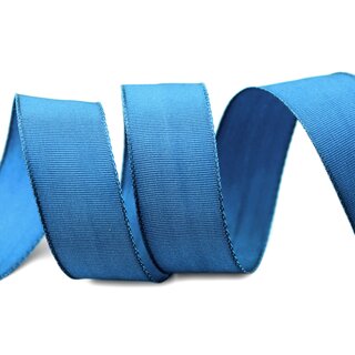25 m x 25 mm Drahtkantenband LEO KORNBLAU Blau (712) Dekoband mit Drahtkanten einfarbig Geschenkband Stoffband Schleifenband Visco Draht