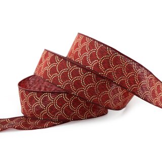 3 m x 25 mm Dekoband David BORDEAUX GOLD Schleifenband Stoffband mit formstabilen Kanten Lurex glnzend Weihnachten Baumwolloptik einseitig Gemustert