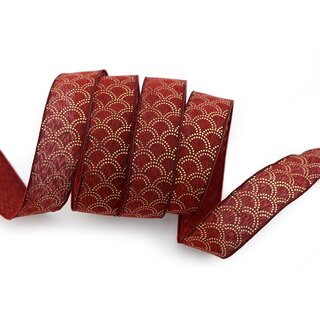 3 m x 25 mm Dekoband David BORDEAUX GOLD Schleifenband Stoffband mit formstabilen Kanten Lurex glnzend Weihnachten Baumwolloptik einseitig Gemustert