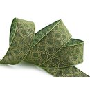 3 m x 25 mm Dekoband David GRN Olive GOLD Schleifenband...