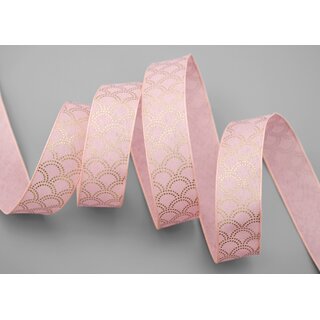 3 m x 25 mm Dekoband David ROSA Altrosa GOLD Schleifenband Stoffband mit formstabilen Kanten Lurex glnzend Weihnachten Baumwolloptik einseitig Gemustert