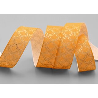 3 m x 25 mm Dekoband David SENF Orange GOLD Schleifenband Stoffband Gelb mit formstabilen Kanten Lurex glnzend Weihnachten Baumwolloptik einseitig Gemustert