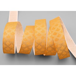 3 m x 25 mm Dekoband David SENF Orange GOLD Schleifenband Stoffband Gelb mit formstabilen Kanten Lurex glnzend Weihnachten Baumwolloptik einseitig Gemustert