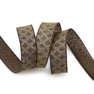 20 m x 25 mm Dekoband David BRAUN Taupe GOLD Schleifenband Stoffband mit formstabilen Kanten Lurex glnzend Weihnachten Baumwolloptik einseitig Gemustert