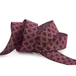 20 m x 25 mm Dekoband David FUCHSIA Beere GOLD Schleifenband Stoffband mit formstabilen Kanten Lurex glnzend Weihnachten Baumwolloptik einseitig Gemustert