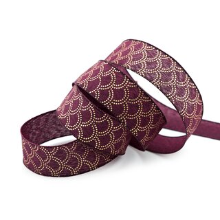 20 m x 25 mm Dekoband David FUCHSIA Beere GOLD Schleifenband Stoffband mit formstabilen Kanten Lurex glnzend Weihnachten Baumwolloptik einseitig Gemustert