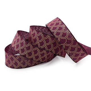 20 m x 25 mm Dekoband David FUCHSIA Beere GOLD Schleifenband Stoffband mit formstabilen Kanten Lurex glnzend Weihnachten Baumwolloptik einseitig Gemustert