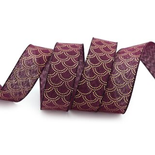 20 m x 25 mm Dekoband David FUCHSIA Beere GOLD Schleifenband Stoffband mit formstabilen Kanten Lurex glnzend Weihnachten Baumwolloptik einseitig Gemustert