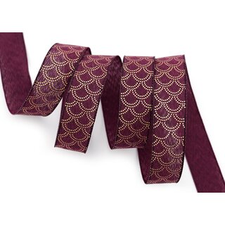 20 m x 25 mm Dekoband David FUCHSIA Beere GOLD Schleifenband Stoffband mit formstabilen Kanten Lurex glnzend Weihnachten Baumwolloptik einseitig Gemustert