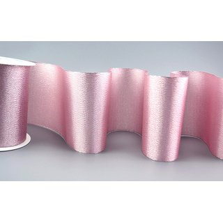 VIENNA 15 m x 10 cm ROSA SILBER Dekoband mit Lurex Brokat Geschenkband Schleifenband mit Glanz Tischband