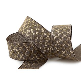 3 m x 40 mm Dekoband David BRAUN Taupe GOLD Schleifenband Stoffband mit formstabilen Kanten Lurex glnzend Weihnachten Baumwolloptik einseitig Gemustert