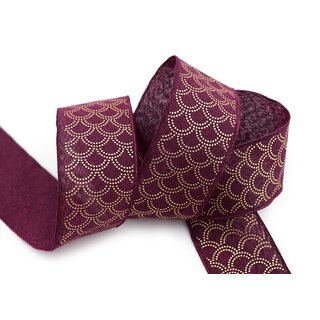 3 m x 40 mm Dekoband David FUCHSIA Beere GOLD Schleifenband Stoffband mit formstabilen Kanten Lurex glnzend Weihnachten Baumwolloptik einseitig Gemustert