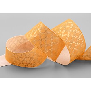 3 m x 40 mm Dekoband David SENF Orange GOLD Schleifenband Stoffband Gelb mit formstabilen Kanten Lurex glnzend Weihnachten Baumwolloptik einseitig Gemustert