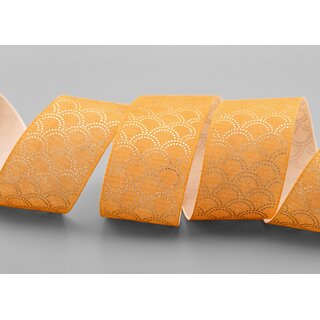 3 m x 40 mm Dekoband David SENF Orange GOLD Schleifenband Stoffband Gelb mit formstabilen Kanten Lurex glnzend Weihnachten Baumwolloptik einseitig Gemustert