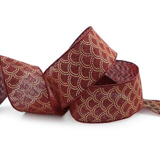 20 m x 40 mm Dekoband David BORDEAUX GOLD Schleifenband Stoffband mit formstabilen Kanten Lurex glnzend Weihnachten Baumwolloptik einseitig Gemustert
