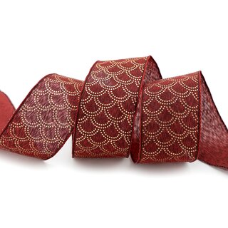 20 m x 40 mm Dekoband David BORDEAUX GOLD Schleifenband Stoffband mit formstabilen Kanten Lurex glnzend Weihnachten Baumwolloptik einseitig Gemustert