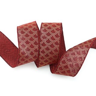 20 m x 40 mm Dekoband David BORDEAUX GOLD Schleifenband Stoffband mit formstabilen Kanten Lurex glnzend Weihnachten Baumwolloptik einseitig Gemustert