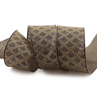 20 m x 40 mm Dekoband David BRAUN Taupe GOLD Schleifenband Stoffband mit formstabilen Kanten Lurex glnzend Weihnachten Baumwolloptik einseitig Gemustert