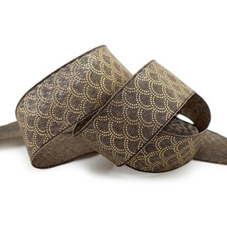 20 m x 40 mm Dekoband David BRAUN Taupe GOLD Schleifenband Stoffband mit formstabilen Kanten Lurex glnzend Weihnachten Baumwolloptik einseitig Gemustert