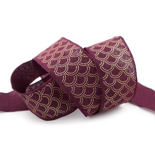 20 m x 40 mm Dekoband David FUCHSIA Beere GOLD Schleifenband Stoffband mit formstabilen Kanten Lurex glnzend Weihnachten Baumwolloptik einseitig Gemustert